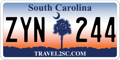 SC license plate ZYN244