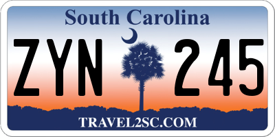 SC license plate ZYN245