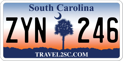 SC license plate ZYN246