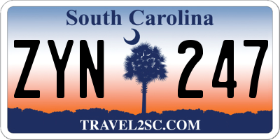 SC license plate ZYN247
