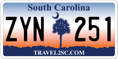 SC license plate ZYN251