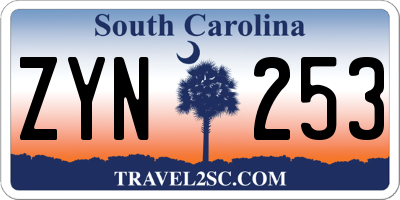 SC license plate ZYN253