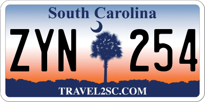 SC license plate ZYN254