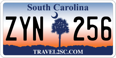 SC license plate ZYN256