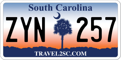 SC license plate ZYN257