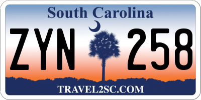 SC license plate ZYN258