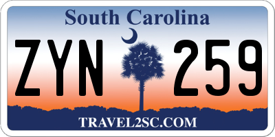 SC license plate ZYN259