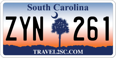 SC license plate ZYN261