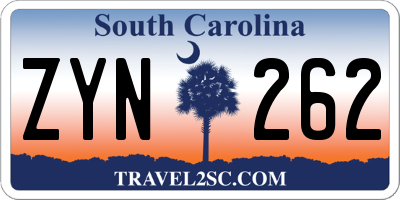 SC license plate ZYN262