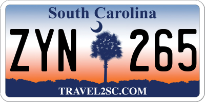 SC license plate ZYN265