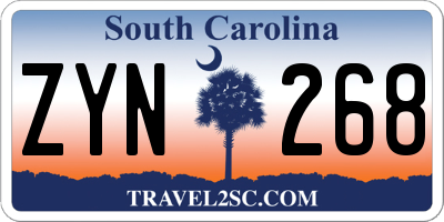 SC license plate ZYN268