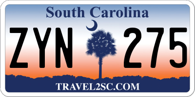 SC license plate ZYN275