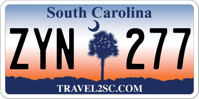 SC license plate ZYN277