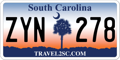 SC license plate ZYN278