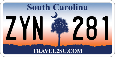 SC license plate ZYN281