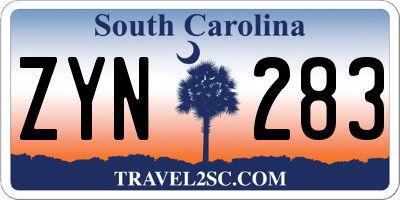 SC license plate ZYN283