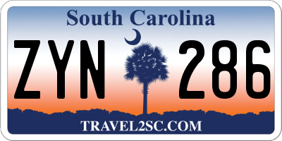 SC license plate ZYN286