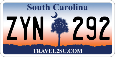 SC license plate ZYN292