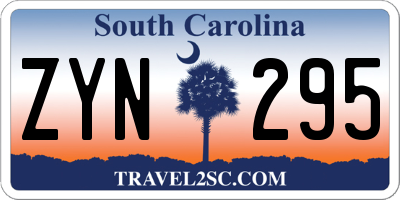 SC license plate ZYN295