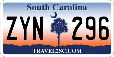SC license plate ZYN296