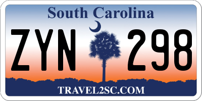 SC license plate ZYN298