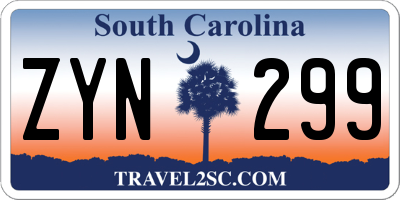 SC license plate ZYN299