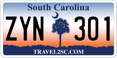 SC license plate ZYN301