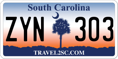 SC license plate ZYN303