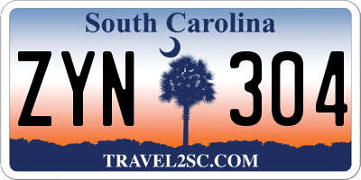 SC license plate ZYN304