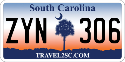 SC license plate ZYN306