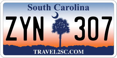 SC license plate ZYN307