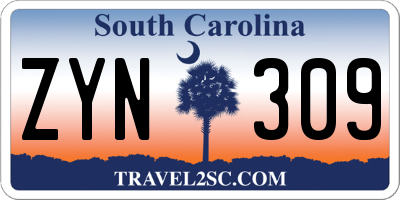SC license plate ZYN309