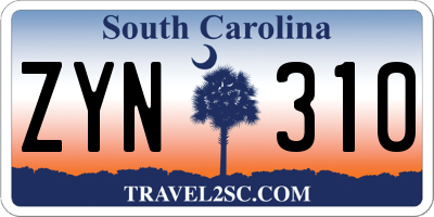 SC license plate ZYN310