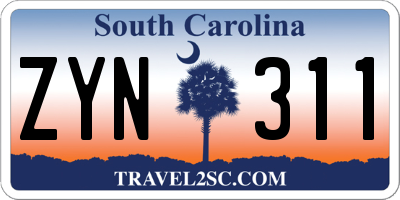 SC license plate ZYN311
