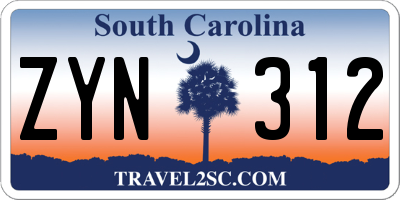 SC license plate ZYN312