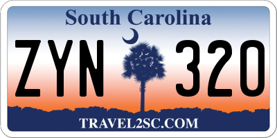 SC license plate ZYN320