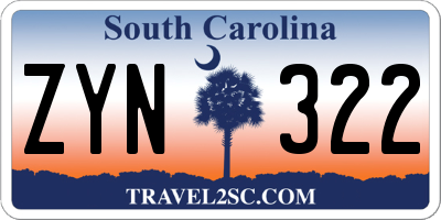 SC license plate ZYN322