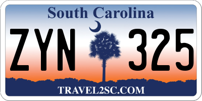 SC license plate ZYN325