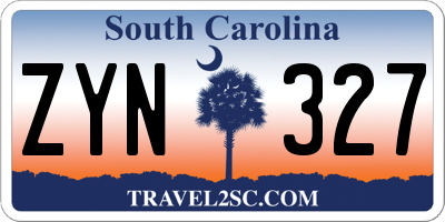 SC license plate ZYN327