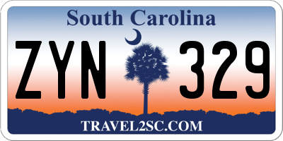 SC license plate ZYN329