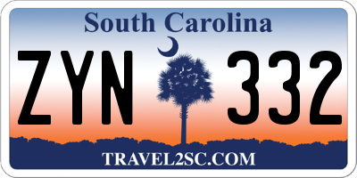 SC license plate ZYN332