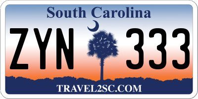 SC license plate ZYN333