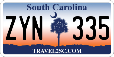 SC license plate ZYN335