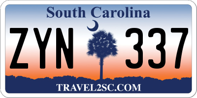 SC license plate ZYN337