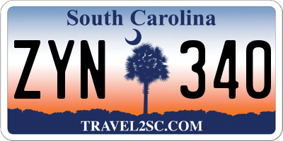 SC license plate ZYN340