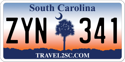 SC license plate ZYN341