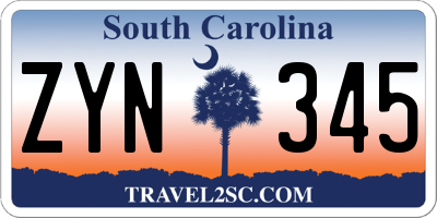 SC license plate ZYN345