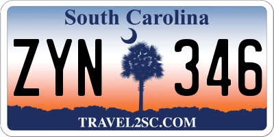 SC license plate ZYN346