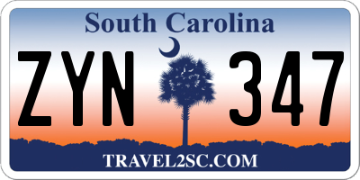 SC license plate ZYN347