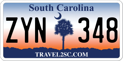 SC license plate ZYN348